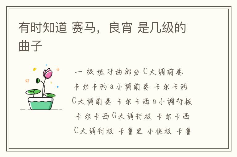 有时知道 赛马,良宵 是几级的曲子