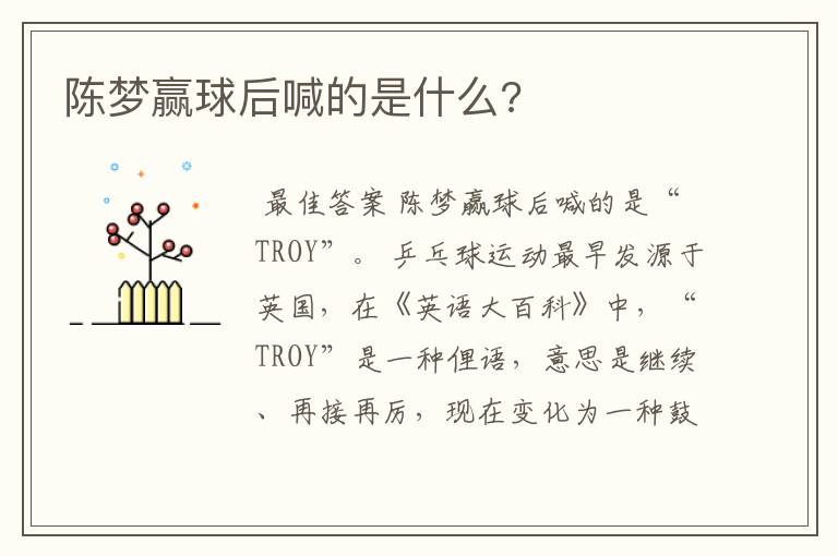陈梦赢球后喊的是什么?