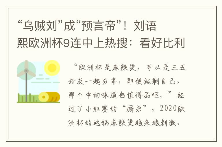 “乌贼刘”成“预言帝”!刘语熙欧洲杯9连中上热搜:看好比利时