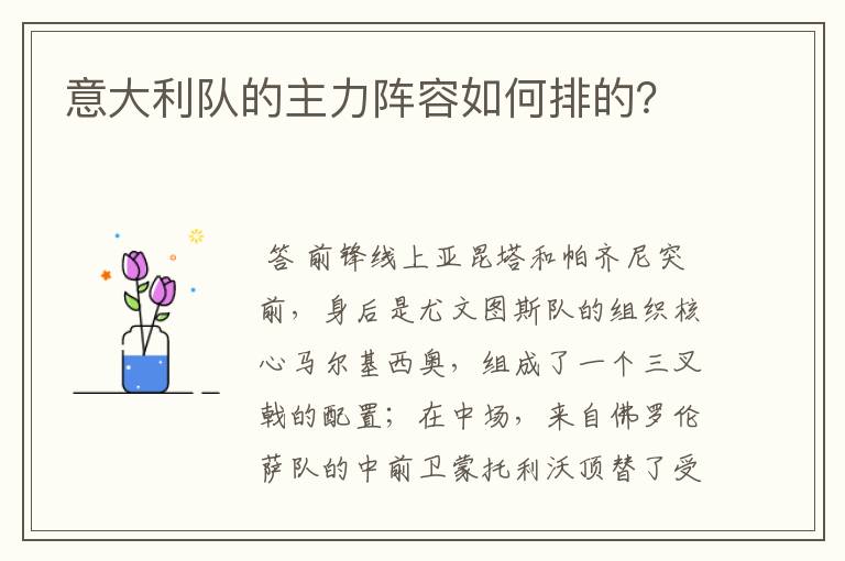 意大利队的主力阵容如何排的?