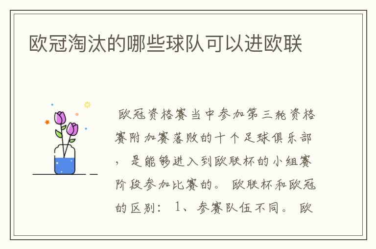 欧冠淘汰的哪些球队可以进欧联