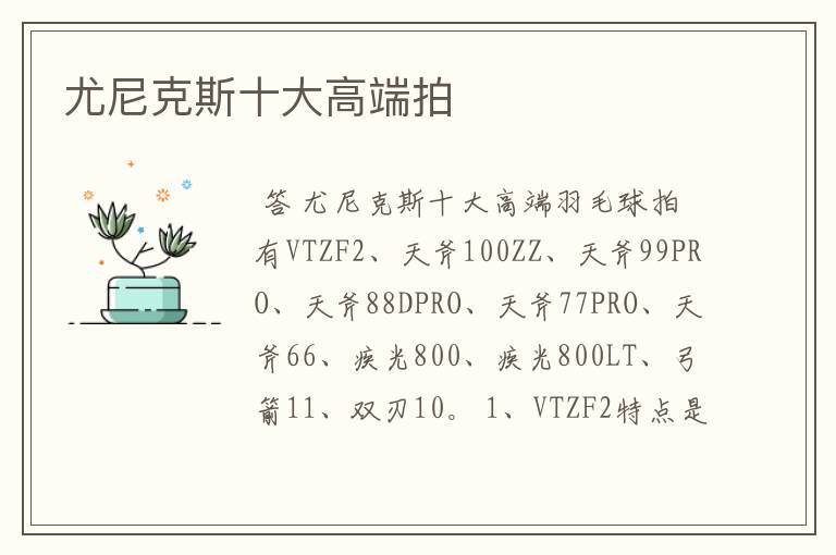 尤尼克斯十大高端拍