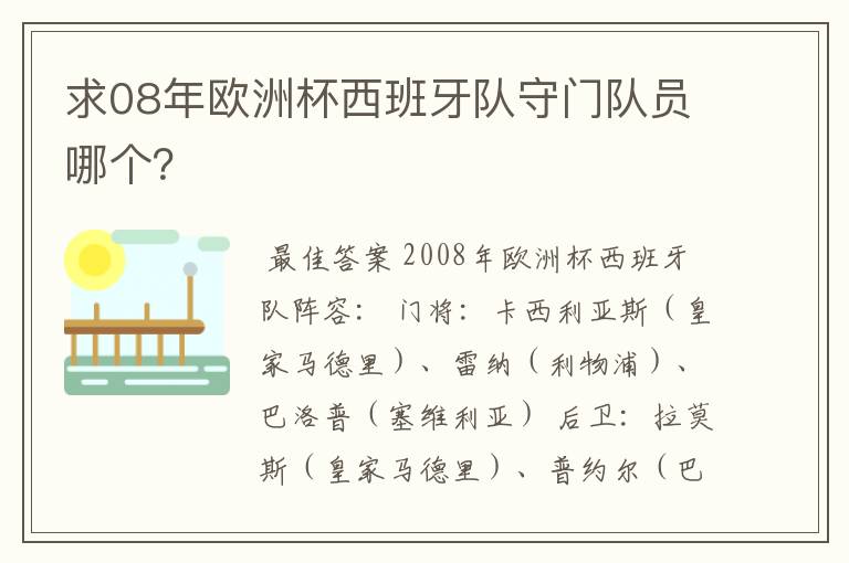求08年欧洲杯西班牙队守门队员哪个?