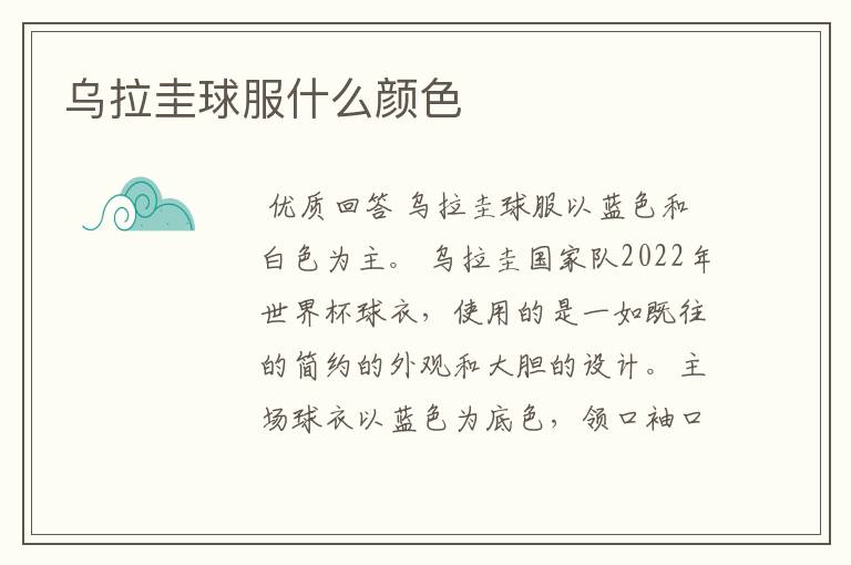 乌拉圭球服什么颜色