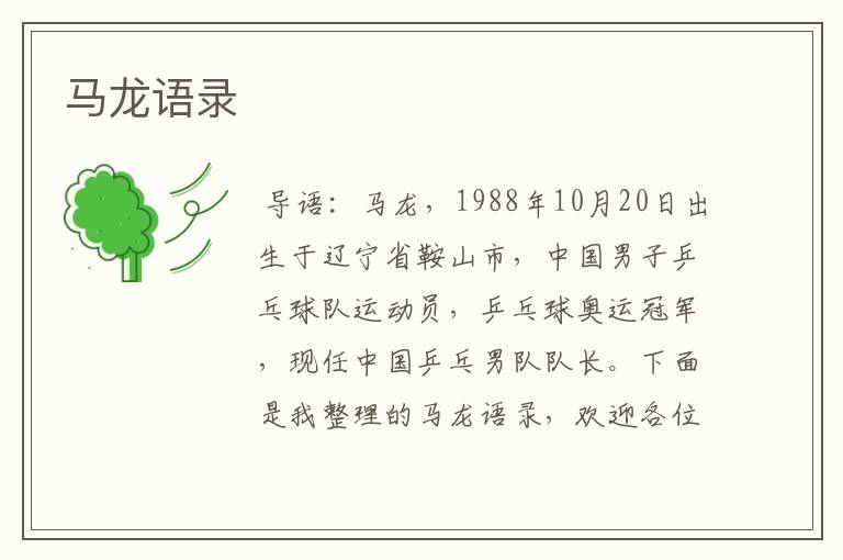 马龙语录