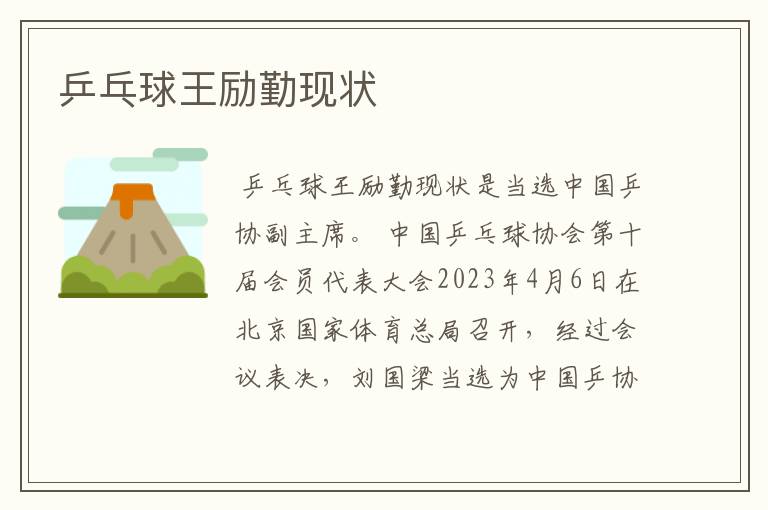 乒乓球王励勤现状