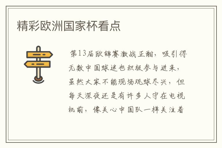 精彩欧洲国家杯看点