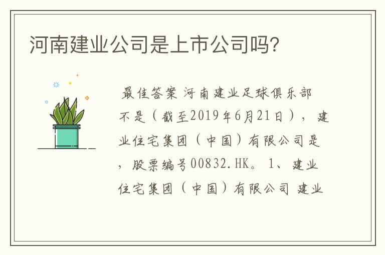 河南建业公司是上市公司吗?