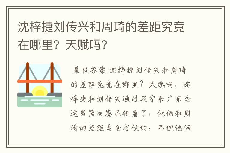 沈梓捷刘传兴和周琦的差距究竟在哪里?天赋吗?