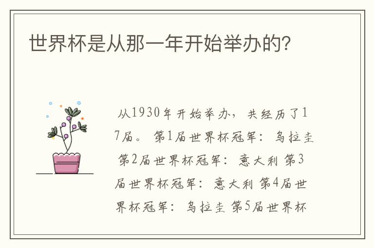 世界杯是从那一年开始举办的?