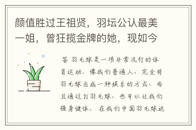 颜值胜过王祖贤,羽坛公认最美一姐,曾狂揽金牌的她,现如今如何?