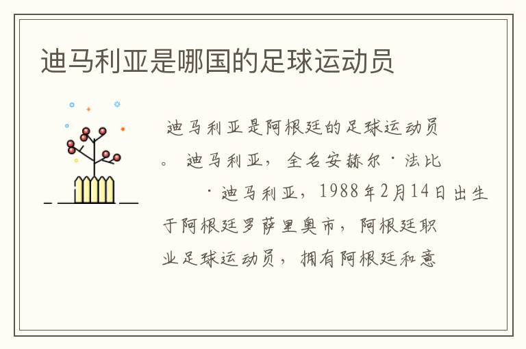 迪马利亚是哪国的足球运动员