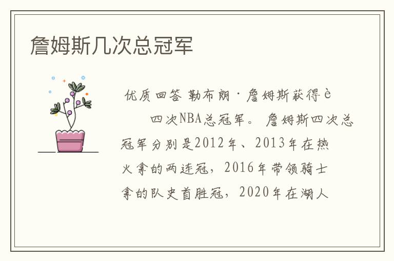 詹姆斯几次总冠军