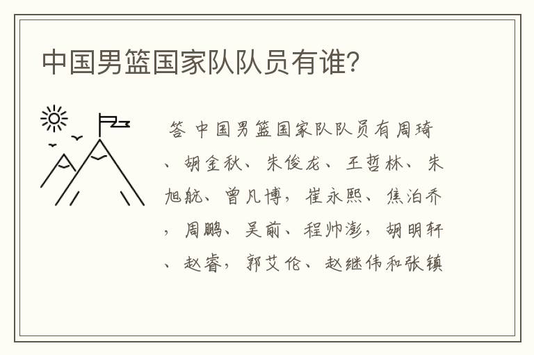 中国男篮国家队队员有谁?
