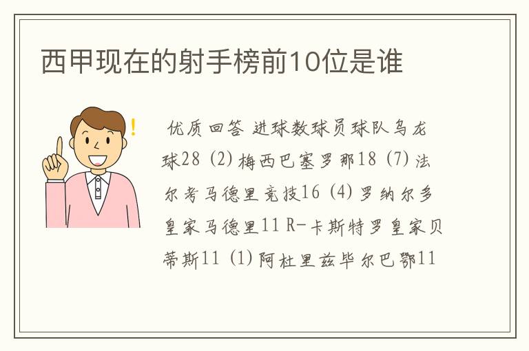 西甲现在的射手榜前10位是谁