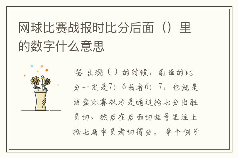 网球比赛战报时比分后面()里的数字什么意思