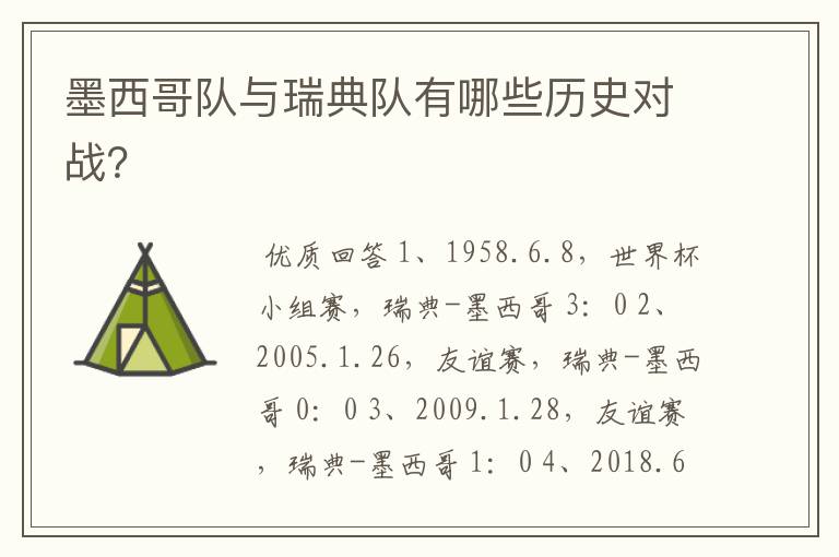 墨西哥队与瑞典队有哪些历史对战?