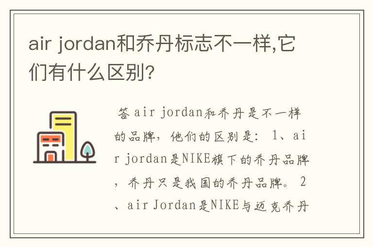 air jordan和乔丹标志不一样,它们有什么区别?