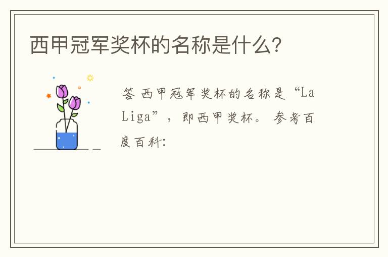 西甲冠军奖杯的名称是什么?
