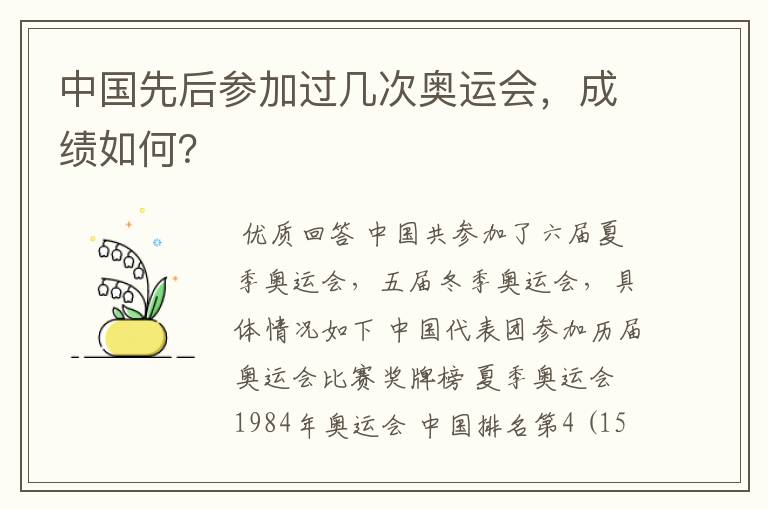 中国先后参加过几次奥运会,成绩如何?