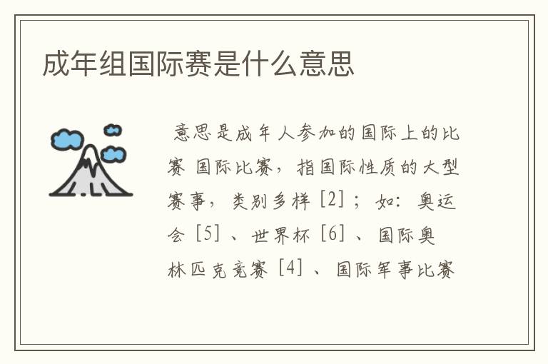成年组国际赛是什么意思