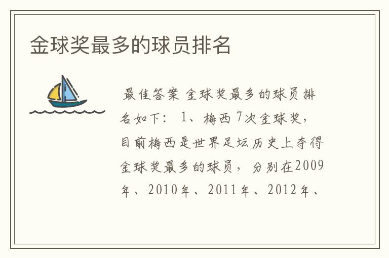 金球奖最多的球员排名