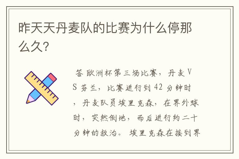 昨天天丹麦队的比赛为什么停那么久?