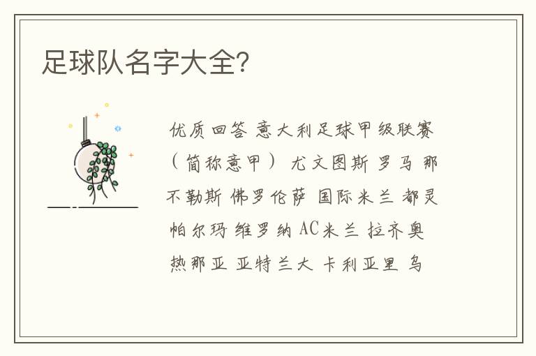 足球队名字大全?
