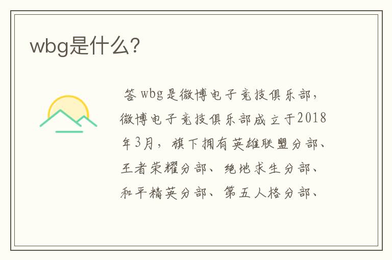 wbg是什么?