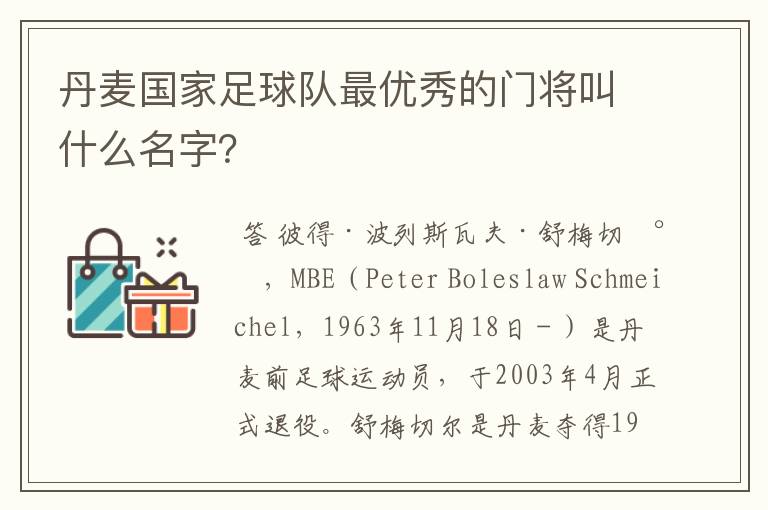 丹麦国家足球队最优秀的门将叫什么名字?