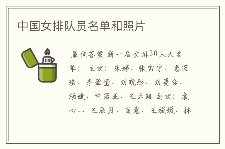 中国女排队员名单和照片