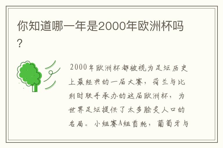 你知道哪一年是2000年欧洲杯吗?