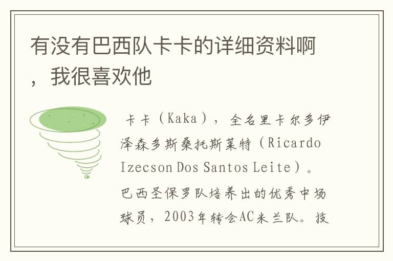 有没有巴西队卡卡的详细资料啊,我很喜欢他