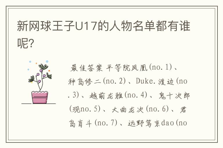 新网球王子U17的人物名单都有谁呢?