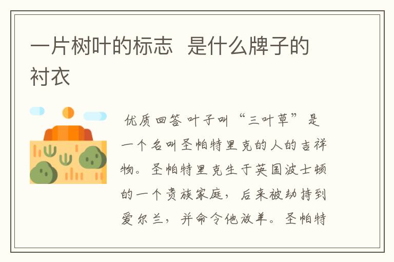 一片树叶的标志 是什么牌子的衬衣
