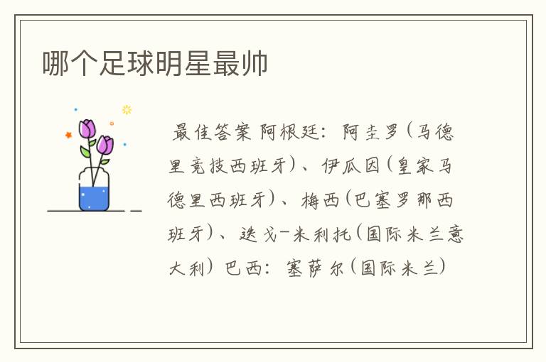哪个足球明星最帅