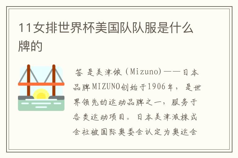 11女排世界杯美国队队服是什么牌的