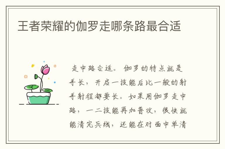 王者荣耀的伽罗走哪条路最合适