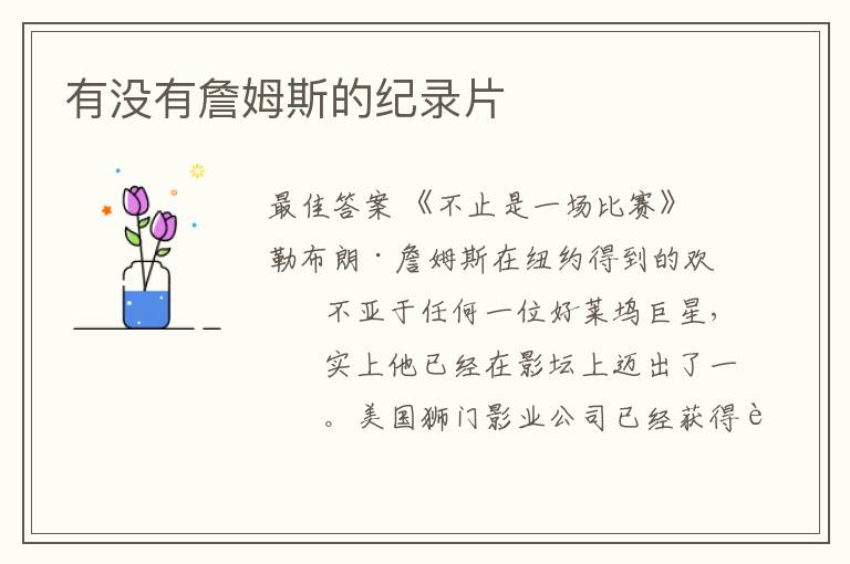 有没有詹姆斯的纪录片