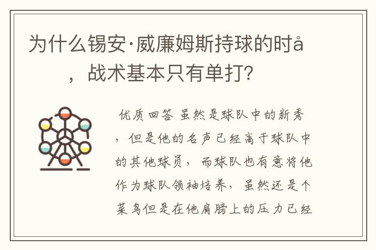 为什么锡安·威廉姆斯持球的时候,战术基本只有单打?