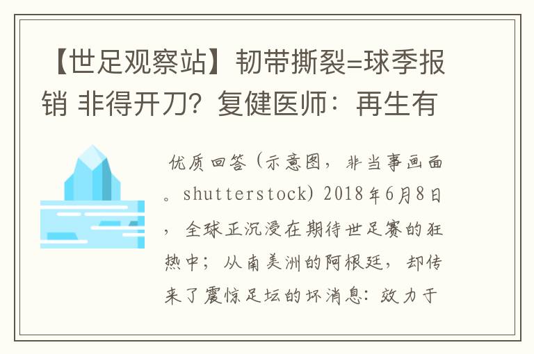 【世足观察站】韧带撕裂=球季报销 非得开刀?复健医师:再生有望