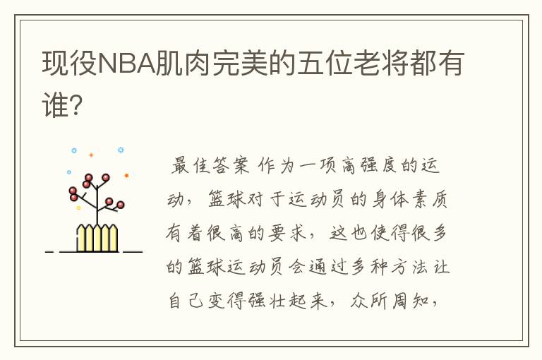 现役NBA肌肉完美的五位老将都有谁?