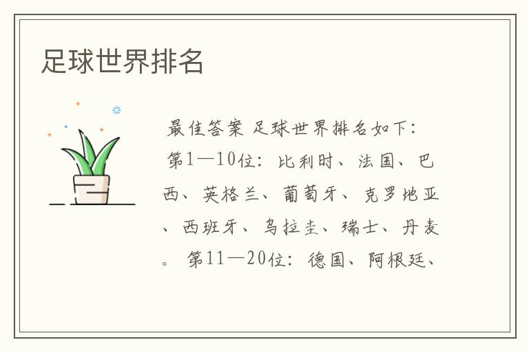 足球世界排名