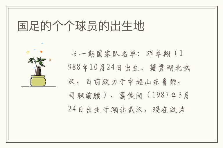 国足的个个球员的出生地