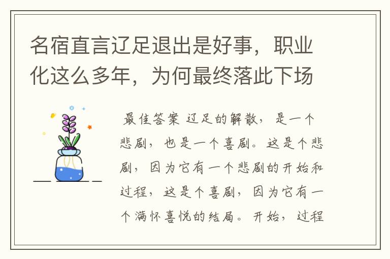名宿直言辽足退出是好事,职业化这么多年,为何最终落此下场?