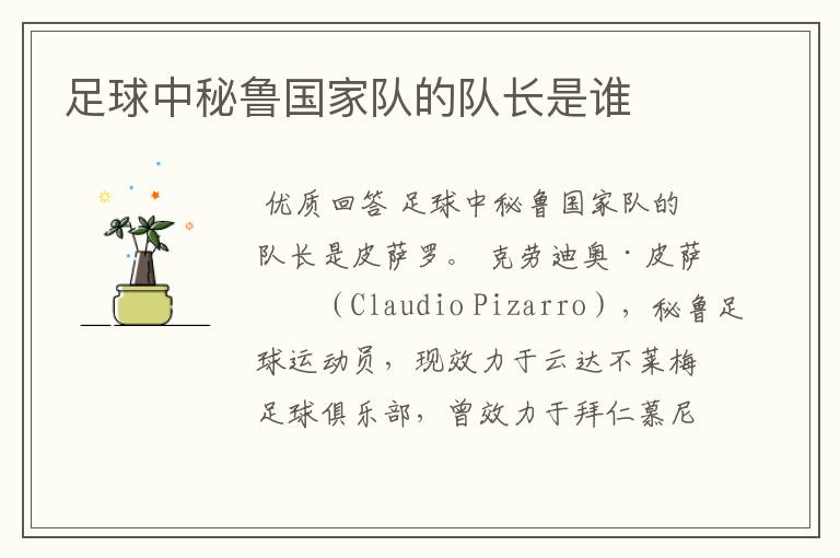 足球中秘鲁国家队的队长是谁