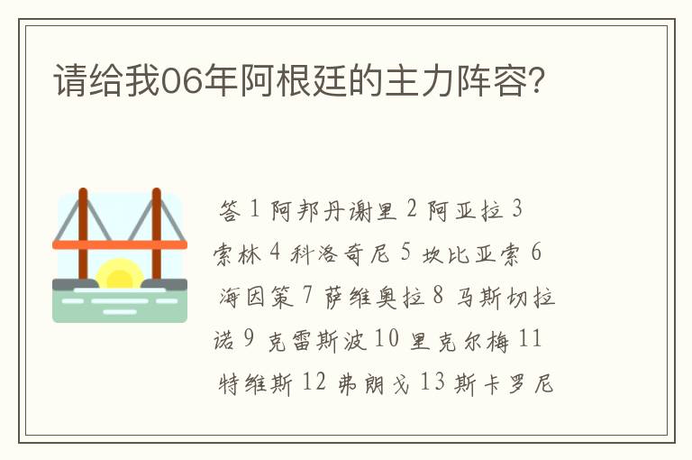 请给我06年阿根廷的主力阵容?