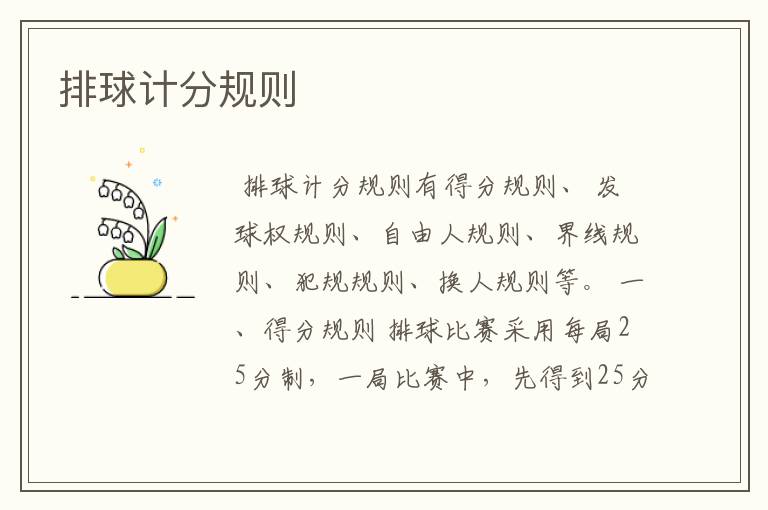 排球计分规则