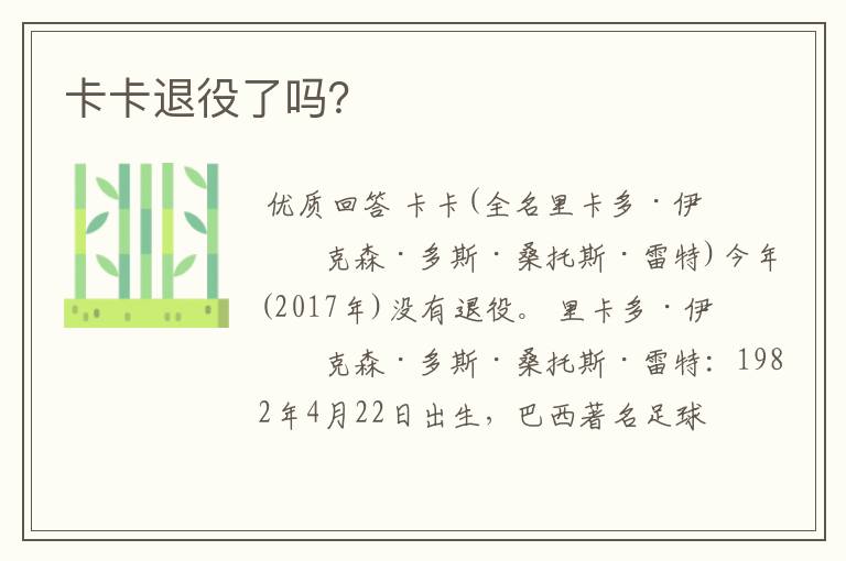 卡卡退役了吗?