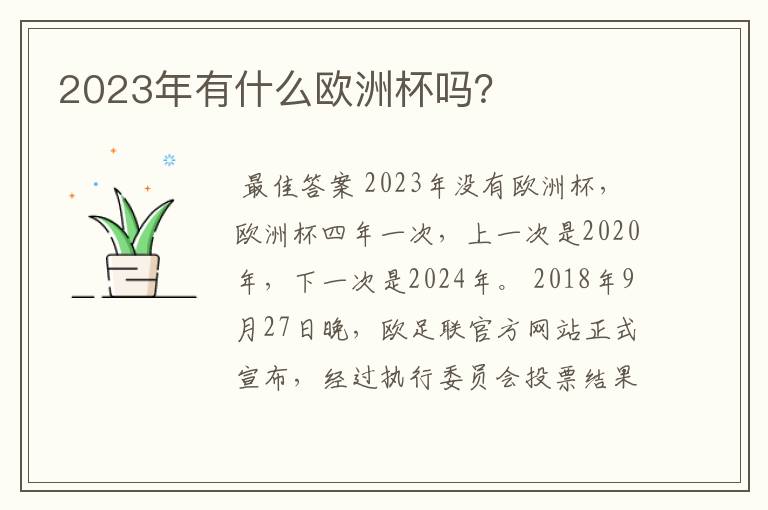 2023年有什么欧洲杯吗?